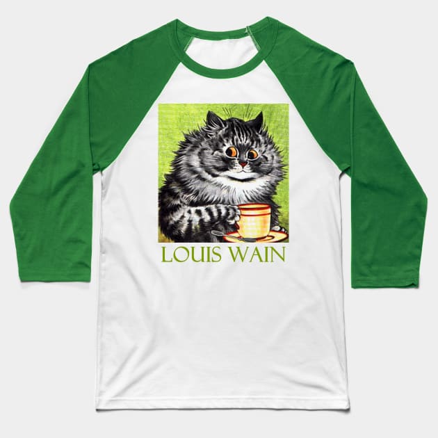 Coffee Cat by Louis Wain Baseball T-Shirt by Naves